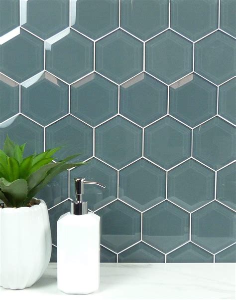 Glazed Granite Beveled Hexagon Glossy Glass Tile Oasis Tile