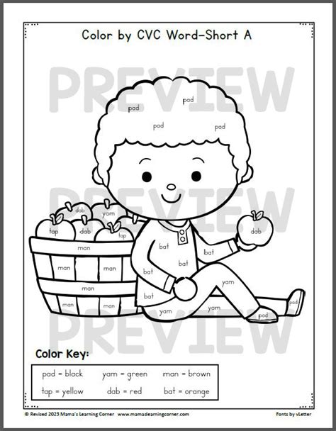 Fall Color By Cvc Word Worksheets Mamas Learning Corner