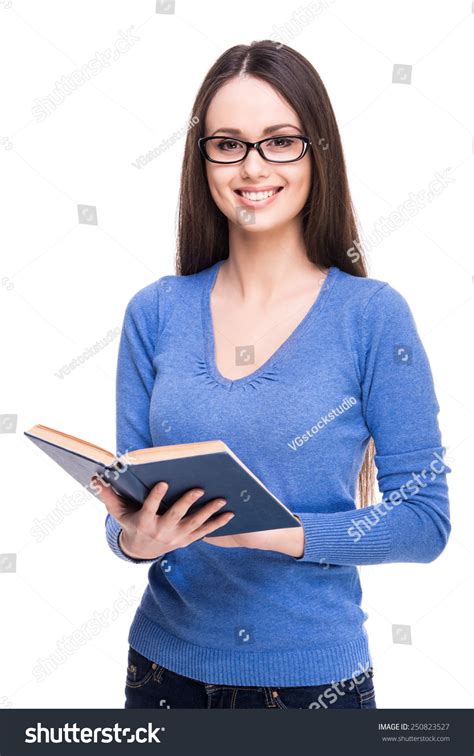 Smart Beautiful Student Girl Glasses Holding Stock Photo 250823527
