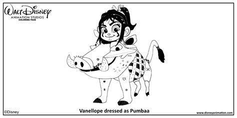 Walt Disney Animation Studios Coloring Page Vanellope Dressed As Pumbaa Wreck It Ralph Photo