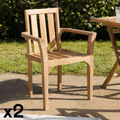 Fauteuils De Jardin Lot De 2 En Teck Empilables Summer Chaises