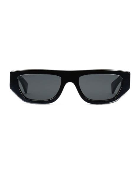 gucci satin rectangular frame sunglasses in black for men lyst