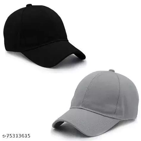 Trendy Men Black Cotton Baseball Cap Pack 2