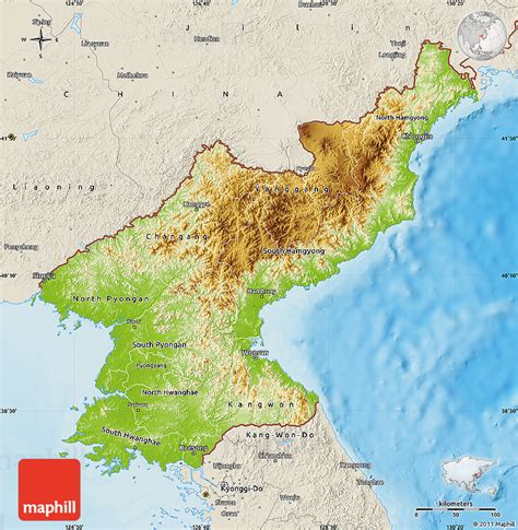 Physical Map Of North Korea Shaded Relief Outside