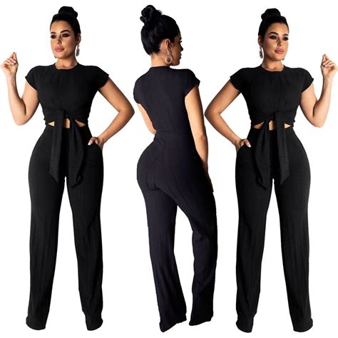 Best Quality New Women Two Piece Pants Outfits Bodycon Slim Colorful