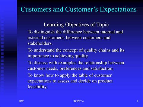 The internal and external customer nomenclature has existed for decades. PPT - Customers and Customer's Expectations PowerPoint ...