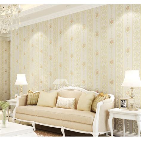 Pastoral Wallpaper Living Room 3d Warm Bedroom Background Flower Striped