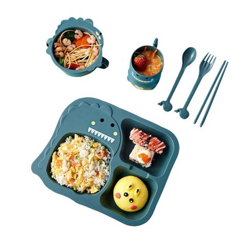 Baby Feeding Bowl With Spoonfork Food Tableware Set Cartoon Kids