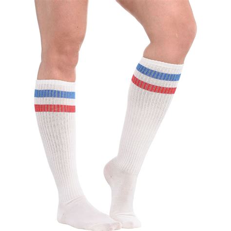 Red White And Blue Stripe Athletic Knee High Socks 19in Knee High