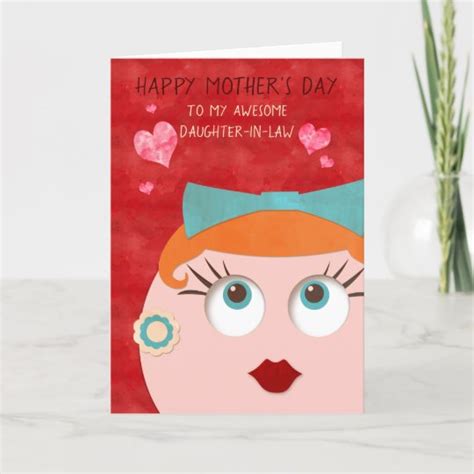 Awesome Daughter In Law Retro Gal Mothers Day Card