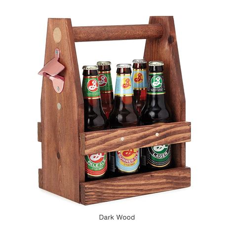 Wooden Beer Tote With Bottle Opener Cedar Lager Carrier Uncommongoods