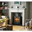 Pembroke 36 Wooden Fireplace Mantel  Grey Lacquered Fire