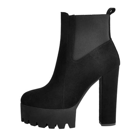 Black Suede Chunky High Heel Ankle Boots Onlymaker Reviews On Judgeme