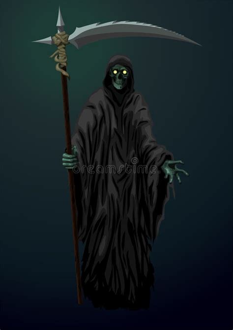 Death Skeleton Grim Reaper Scytheman With Scythe Suitable For H Stock