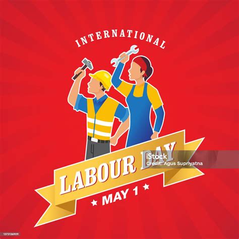 Happy International Labour Day Vector Illustration Stock Illustration