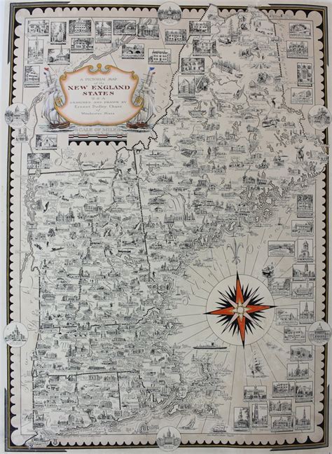 A Pictorial Map Of The New England States Ernest Dudley Chase