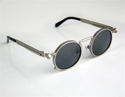 round steampunk sunglasses metal frame spring on temples silver hi tek webstore
