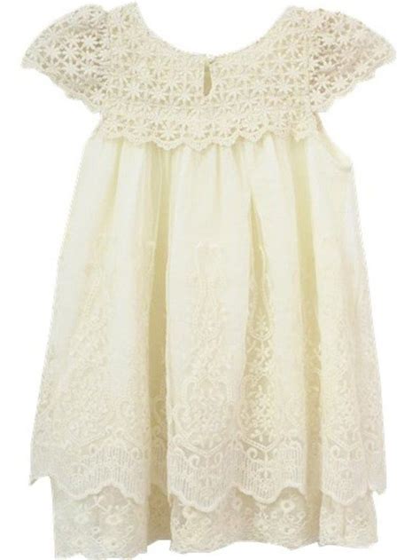 Vintage Ivory Lace Flower Girl Dress Vestiti Moda Vestito Elegante