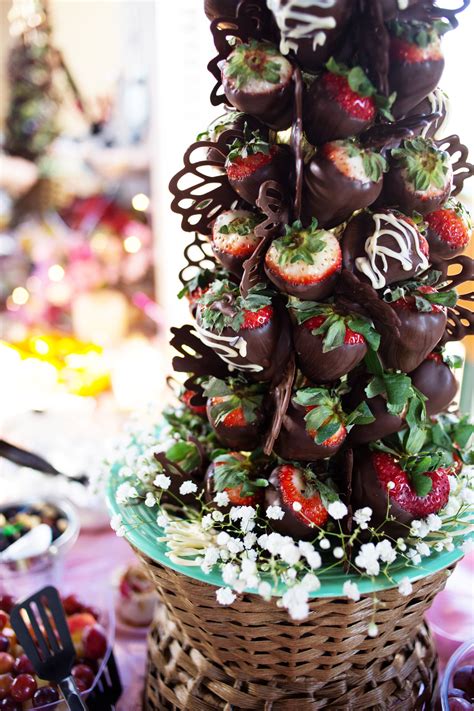 this gorgeous chocolate covered strawberry tower was a beautiful and delicious addition at a