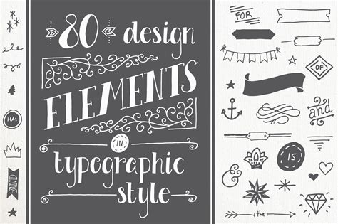 80 Typography Elements ~ Graphic Objects ~ Creative Market