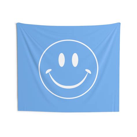 Blue Smiley Face Tapestry Preppy Tapestry For Teen Bedroom Etsy