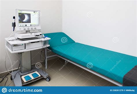 Interior Of Hospital Room With Ultrasound Machine And Bed Editorial
