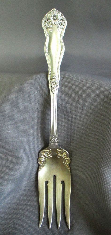Antique 1908 Wm Rogers Silverplate Arbutus Cold Meat Serving Fork