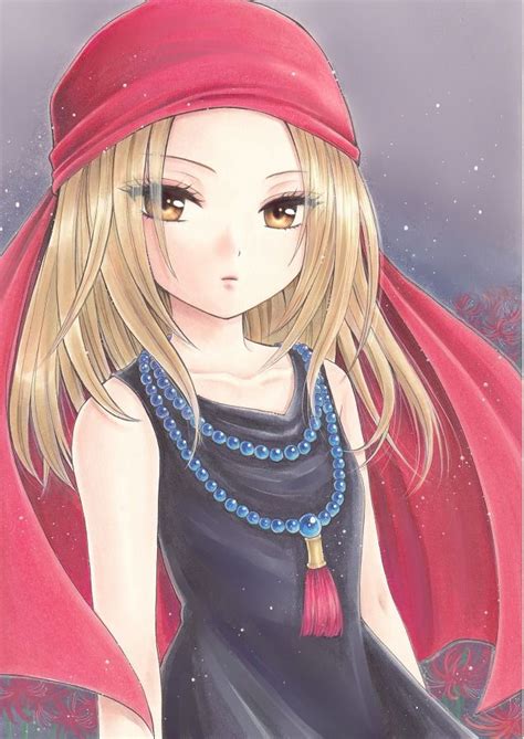 Anime Picture Search Engine 1girl Bandana Bare Shoulders Beads Black Dress Blonde Hair Brown