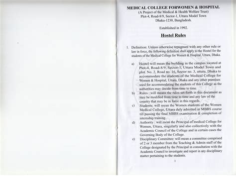 Rules And Regulations Hostel Medical College For Women And Hospital