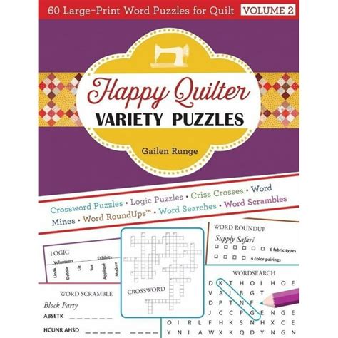 Happy Quilter Variety Puzzles 60 Large Print Word Puzzles For Quilt