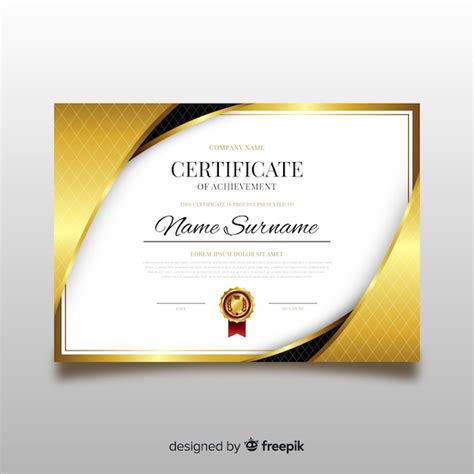 Plantilla Elegante De Diploma Con Elementos Dorados Vector Gratis