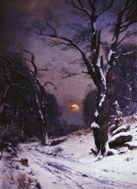 Classical Academic — Sunset Over The Winter Forest 1881 By Heinrich
