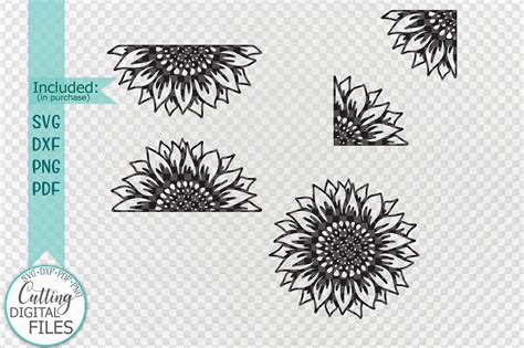Set Of Sunflowers Svg Dxf Cut Out Cricut Laser Cut Templates 554570