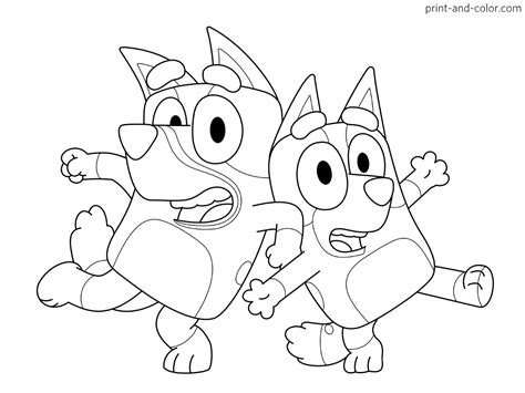 Color With Me Bluey And Bingo Coloring Pages Retro Art Prints