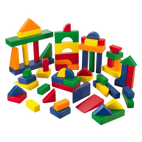 Kidkraft 60 Piece Wooden Block Set Primary Primary Colors Wooden