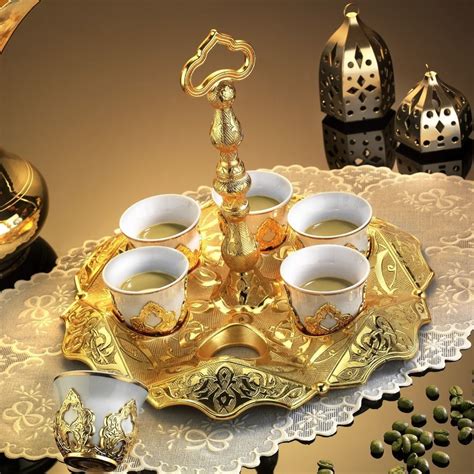 Gold Colour Ottoman Turkish Coffee Set M Rra Greek Arabic Coffee