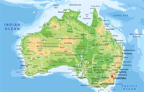 Physical Map Of Australia Continent Lord Of The Flies Map