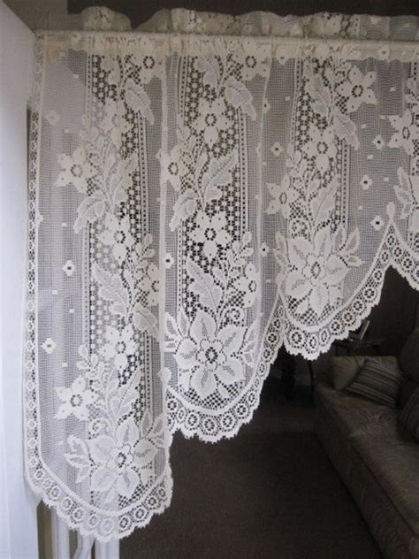 Vintage Lace Curtain Lace Valance Swag Floral Lace Swag 68 Etsy