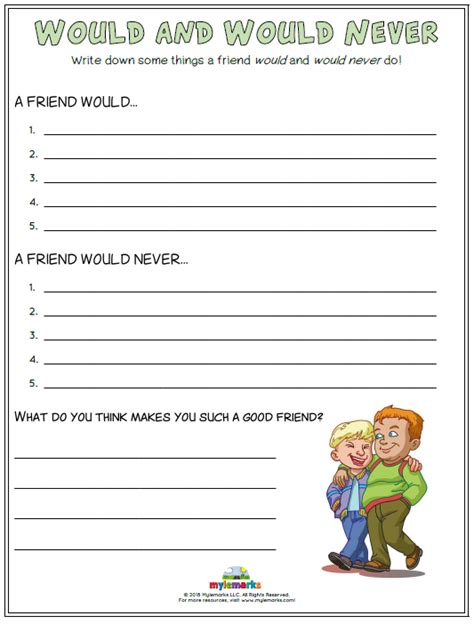 Write Down Some Things A Friend Would And Would Never Do Friendship