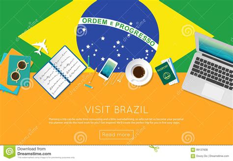 Visit Brazil Concept For Your Web Banner Or Print Stock Vector
