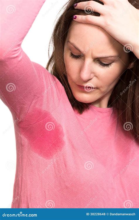 Woman Sweating Very Badly Under Armpit Stock Photo Image Of Condition
