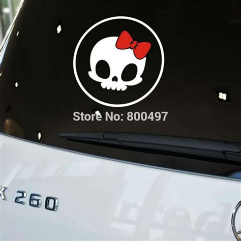 10 x newest design car styling funny reflective skull hello kitty fuel tank stickers for tesla