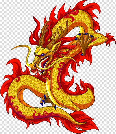 Gold Dragon Illustration China Jiaolong Yinglong Dragon Existence Red