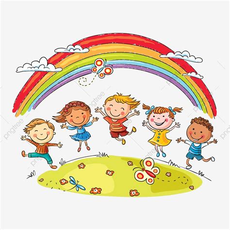 Niños Jugando A Rainbow Png Niños Jugando Clipart Niños De Imágenes