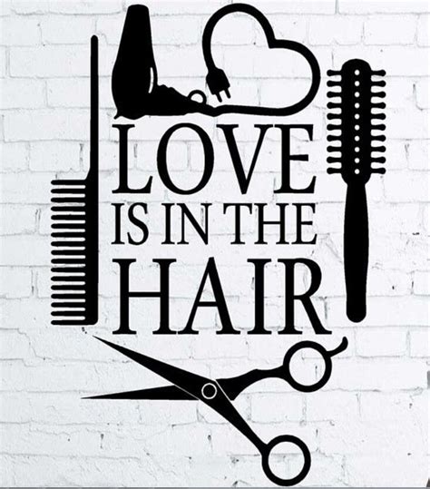 Love Is In The Hair Art Quote Wall Sticker Hair Beauty Salon
