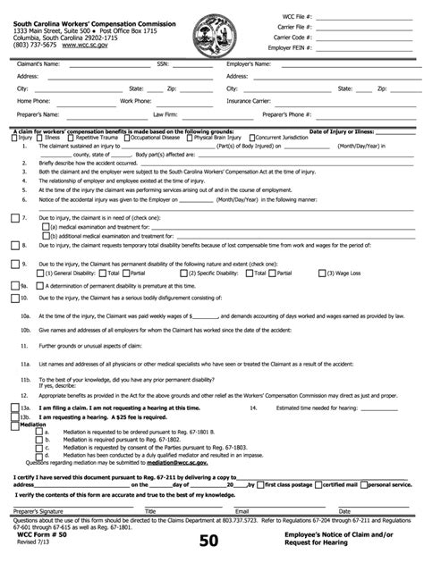 Form 58 South Carolina Workers Compensation Commission Fill Out And