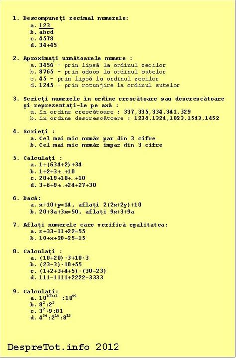 Teza Matematica Clasa 5 Sem 1 Varianta 1