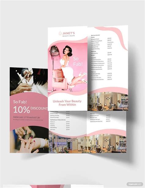 Beauty Salon Trifold Brochure Template In Psd Word Publisher