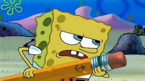 Spongebob With Pencil Blank Template Imgflip