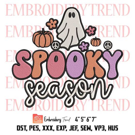 Spooky Season Embroidery Retro Ghost Embroidery Halloween Ghost Embroidery Embroidery Design File